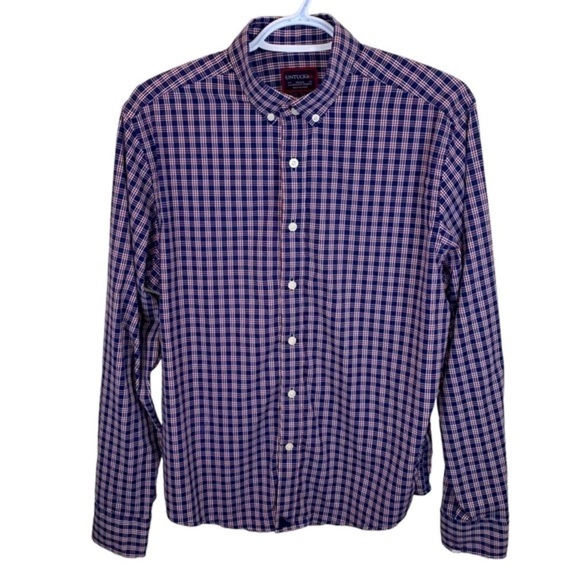 UNTUCKit Blue Red Plaid Performance Button Up Dress Shirt  Men's sz S - Picture 1 of 7